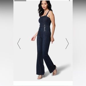 WIDE LEG MULTI BUTTON DENIM JUMPSUIT